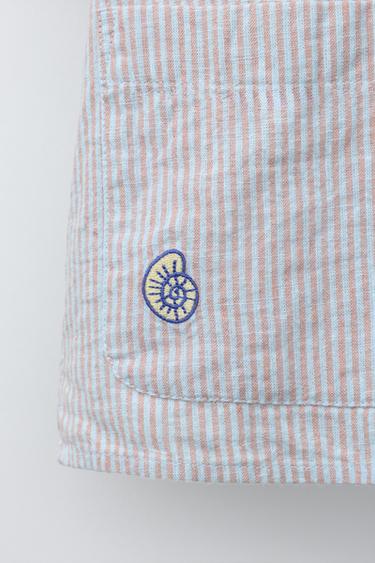 CHEMISE À RAYURES BRODÉE - Bleu pastel de Zara - Image 3
