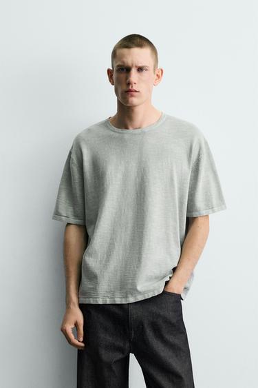 SLUB KNIT T-SHIRT - Light blue by Zara