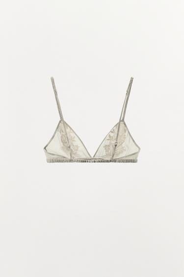 LACE TRIANGLE BRA - Grey by Zara - Image 5