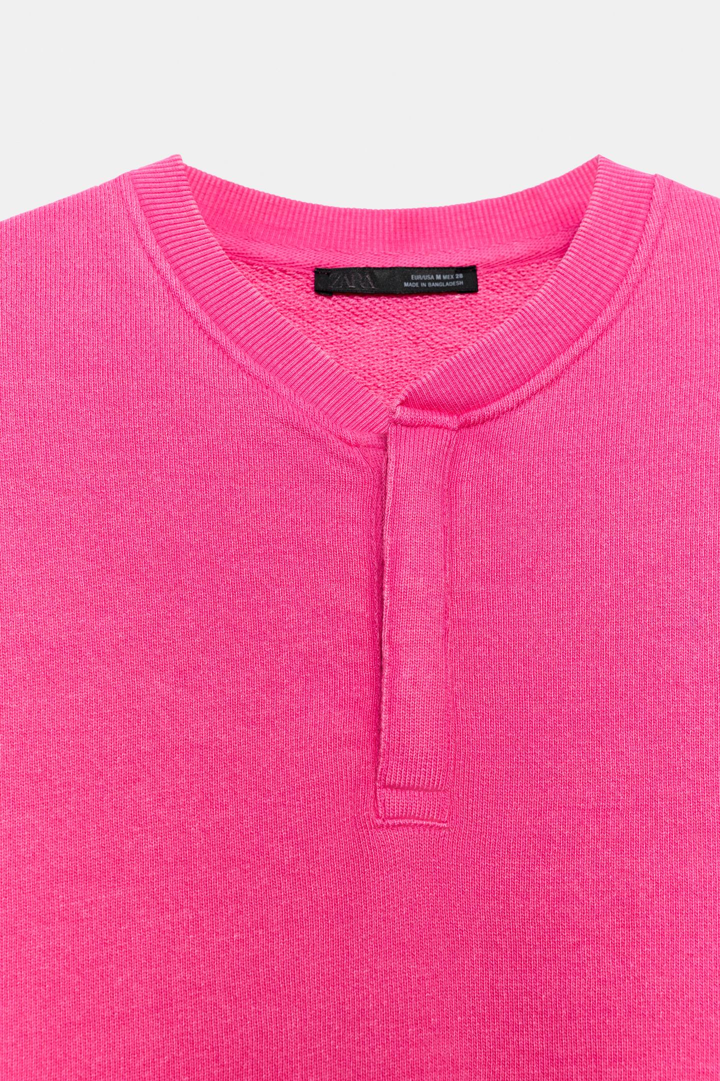 Женская толстовка Zara Washed-Effect Button, цвет: Фуксия — фото 7