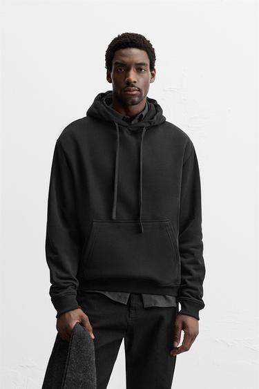 FELPA BASIC CAPPUCCIO - Nero di Zara