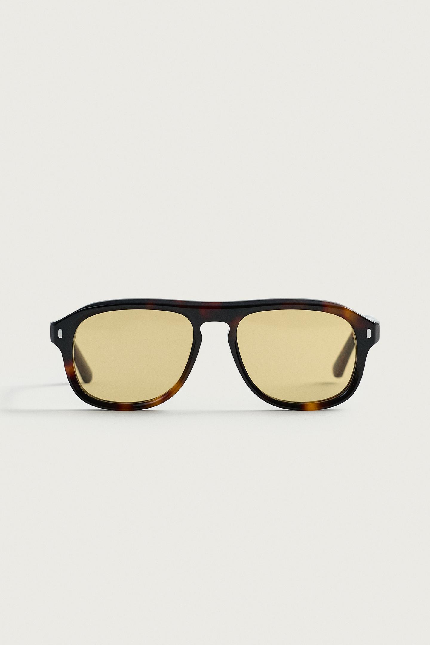 Мужские солнцезащитные очки Zara Rectangular Sunglasses, цвет: Черепаховый ракушечный — фото 3