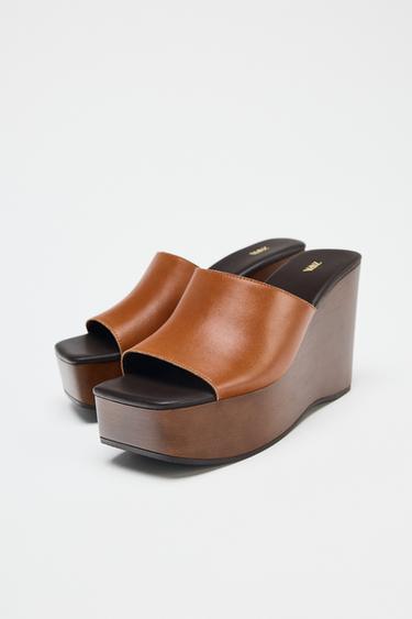 LEATHER WEDGE - Brown by Zara - Image 2