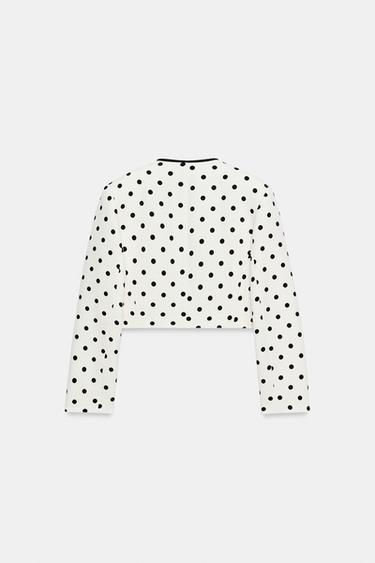 CROPPED DOT BLAZER - Ecru / Black by Zara - Image 6
