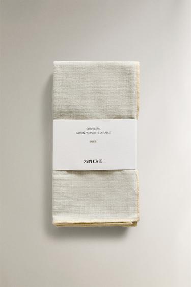 LOT SERVIETTES RAYURES OVERLOCK (LOT DE 2) - VERDÂTRE de Zara - Image 4