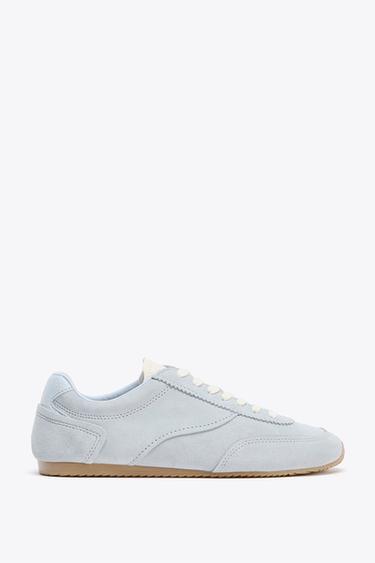 LEDER-SNEAKER MIT KONTRASTDETAILS - Hellblau von Zara