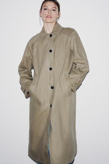 ZW COLLECTION LIMITED EDITION WAXED TRENCH COAT - Light khaki by Zara