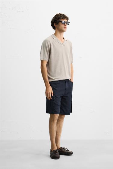 LINEN KNIT POLO SHIRT - Sand by Zara - Image 3