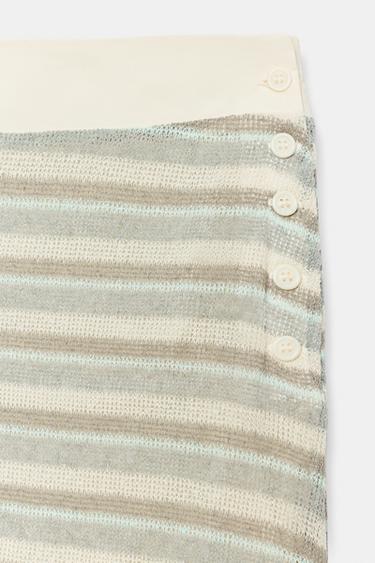 JUPE ASYMÉTRIQUE À RAYURES - Bleu de Zara - Image 9