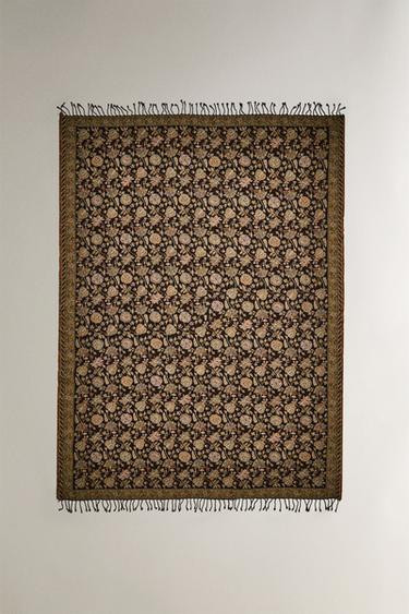 FLORAL JACQUARD THROW - Blue by Zara - Image 1