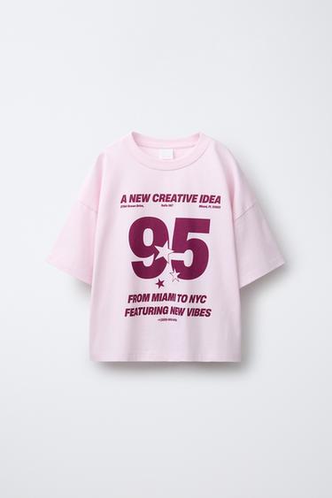 Zara TEXT PRINT T-SHIRT - Pink