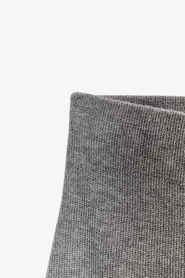 JUPE MI-LONGUE EN MAILLE UNIE - Gris chiné de Zara - Image 4