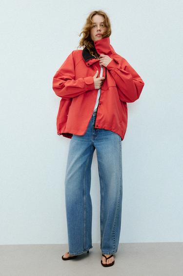 NYLON JACKET - Red / Orange by Zara