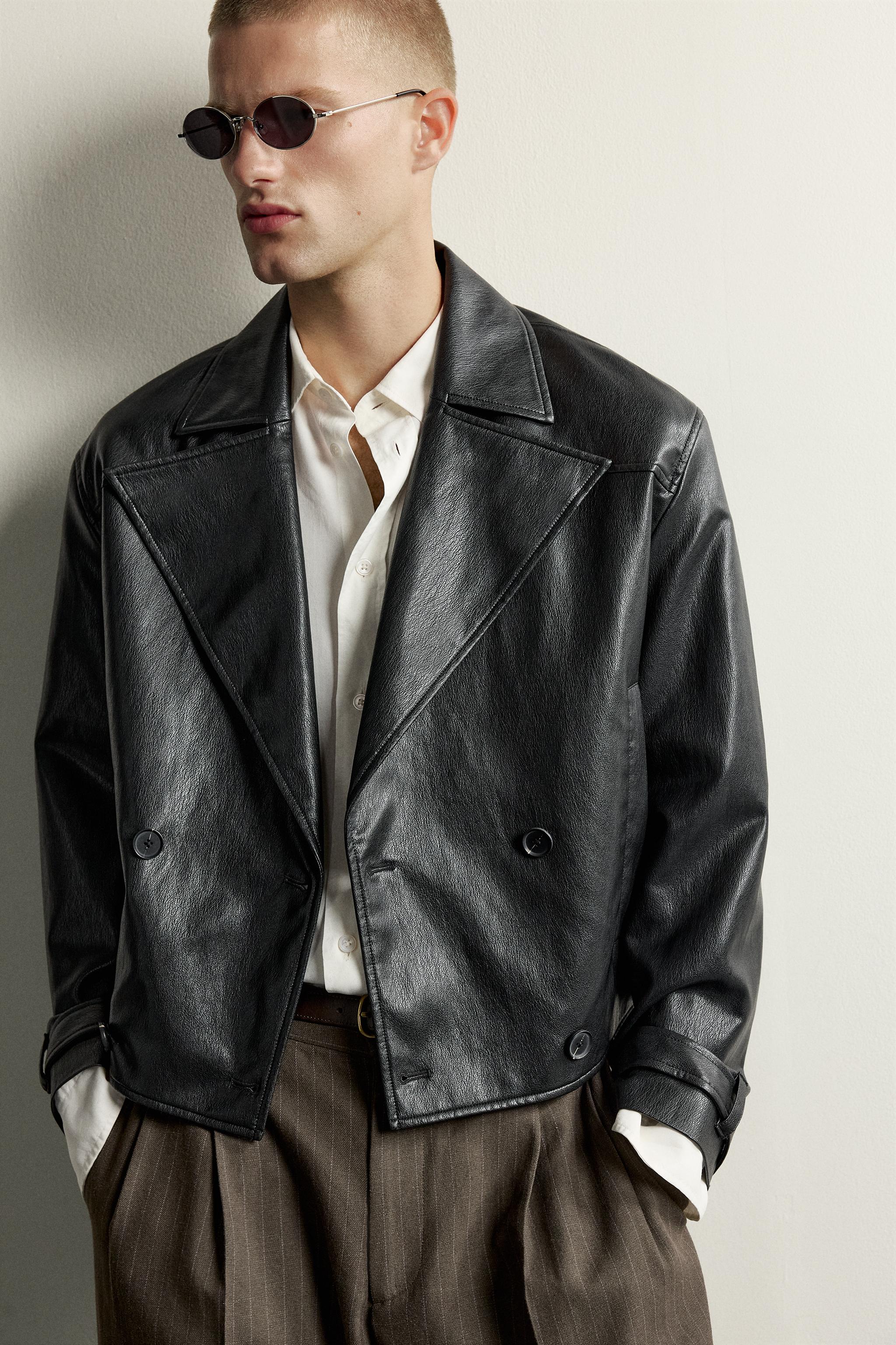 CROPPED FAUX LEATHER JACKET