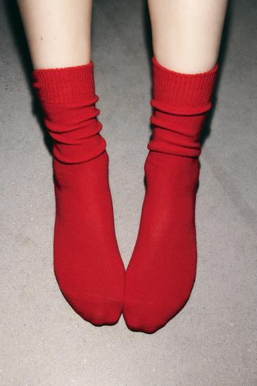 TALL WOOL BLEND SOCKS - Red by Zara - Image 1