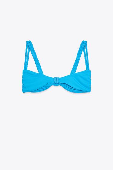 HAUT DE BIKINI À DOUBLE BRETELLE TRESSÉE - Turquoise de Zara - Image 3
