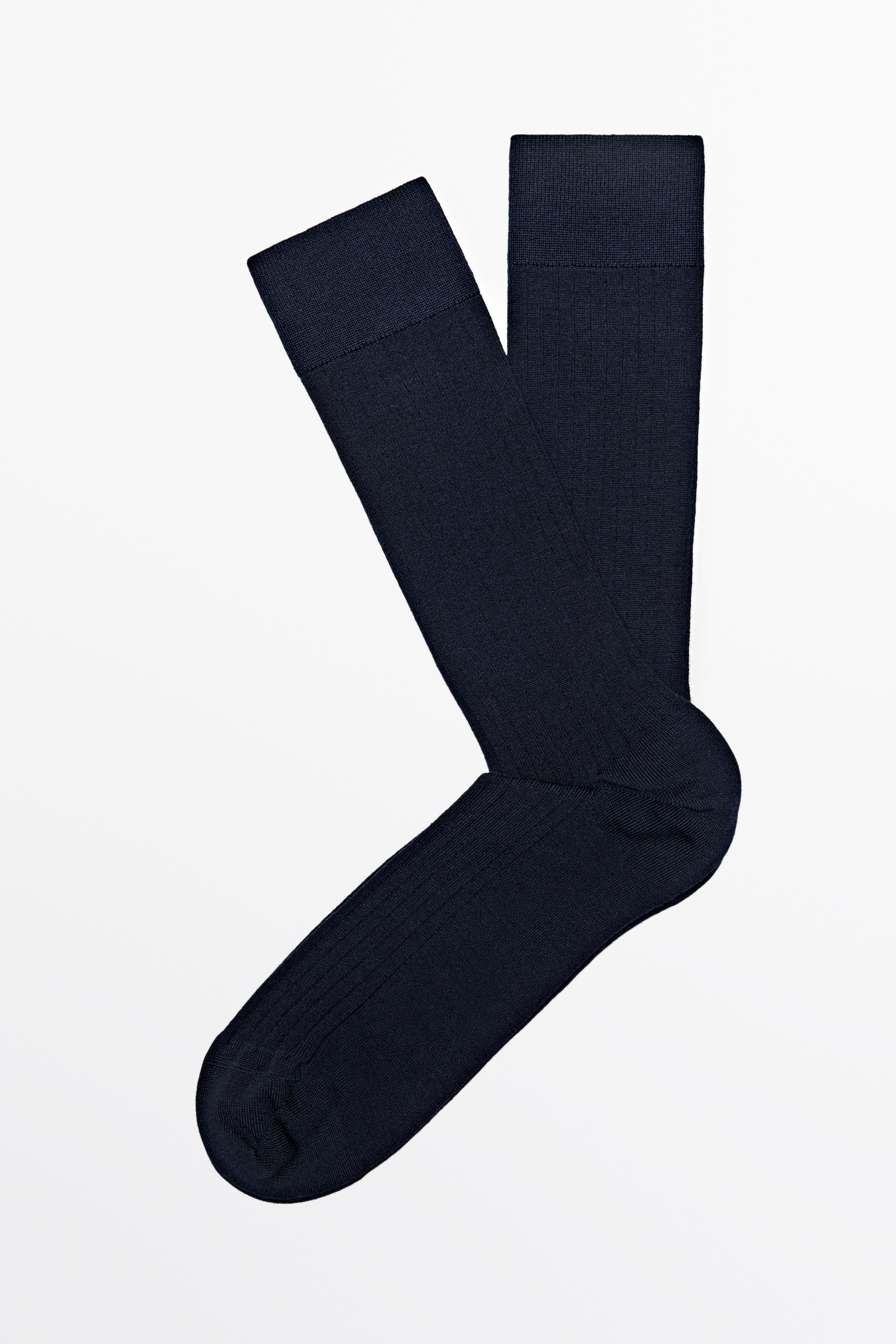 Ribbed dress socks — Navy blue