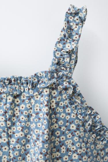 LONG FLORAL DUNGAREES - Blue by Zara - Image 2