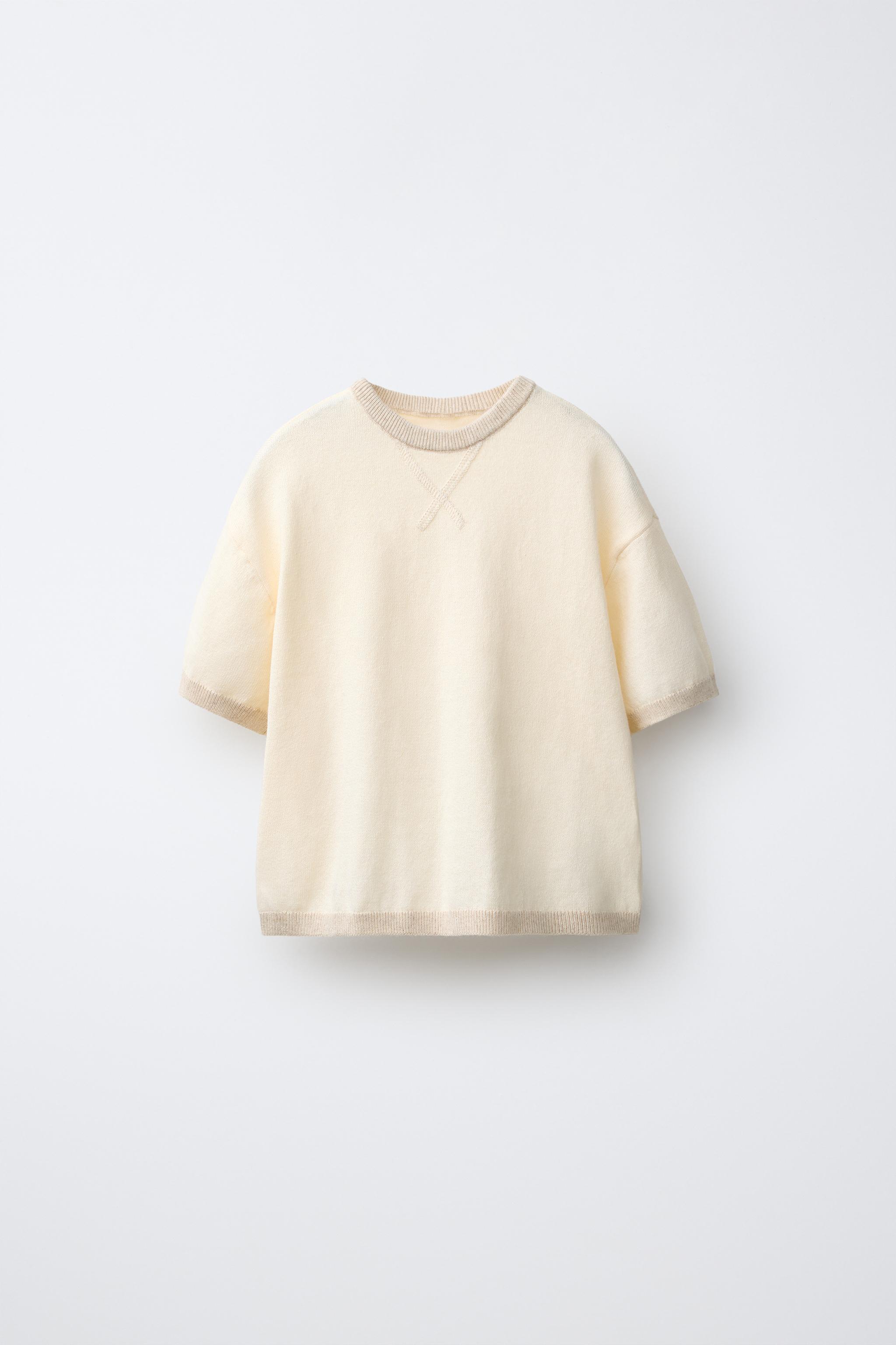 Детские футболки Zara KNIT T-SHIRT WITH COTTON AND LINEN