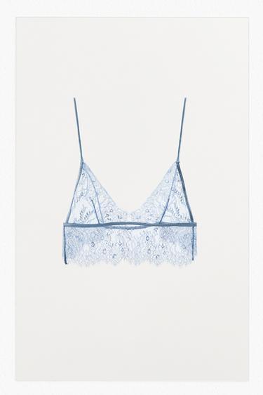 LACE TRIANGLE BRALETTE - Light blue by Zara