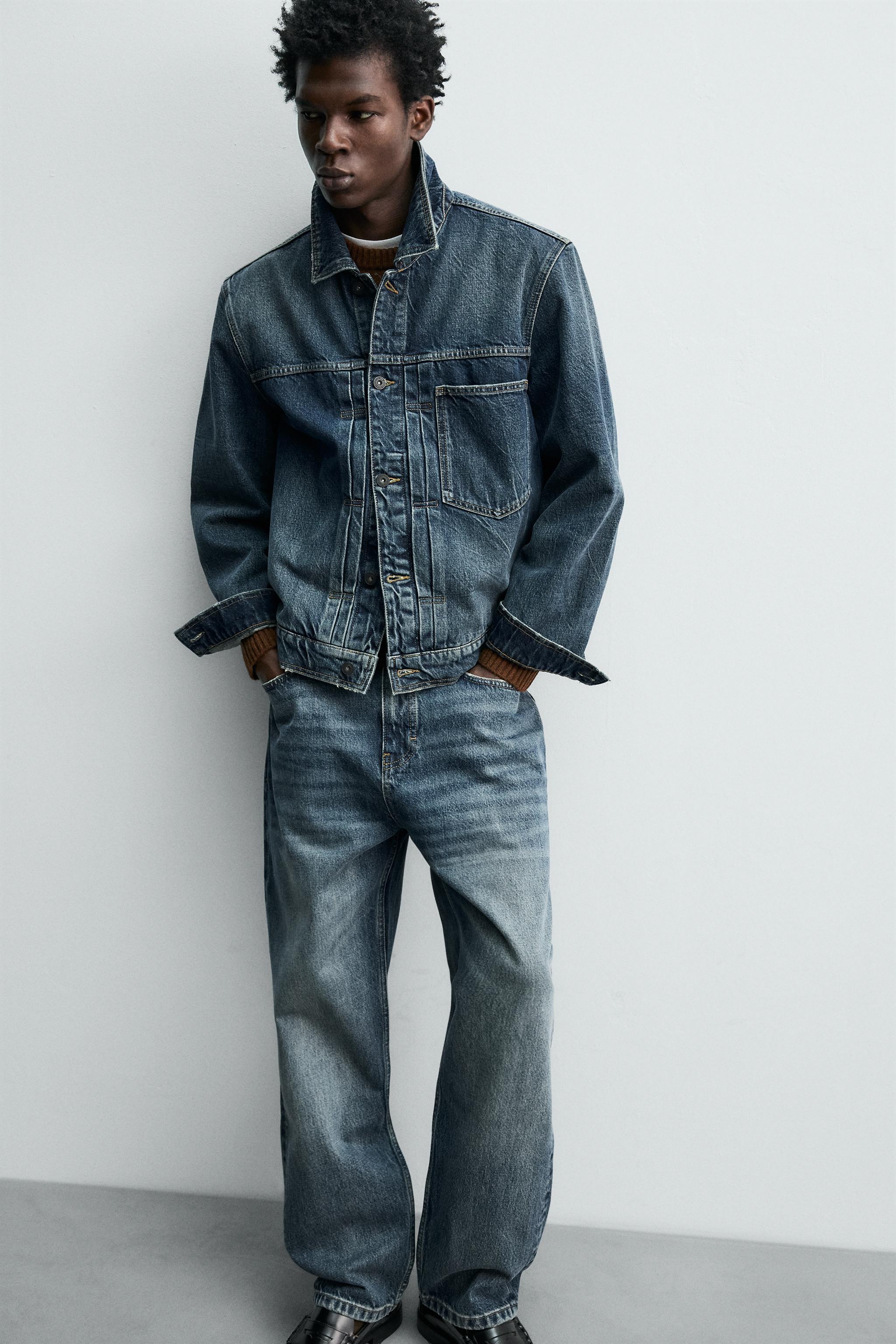 PLEATED DENIM JACKET - Mid-blue | ZARA South Africa