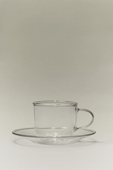실버 림 보로실리케이트 찻잔과 접시 - Zara 실버