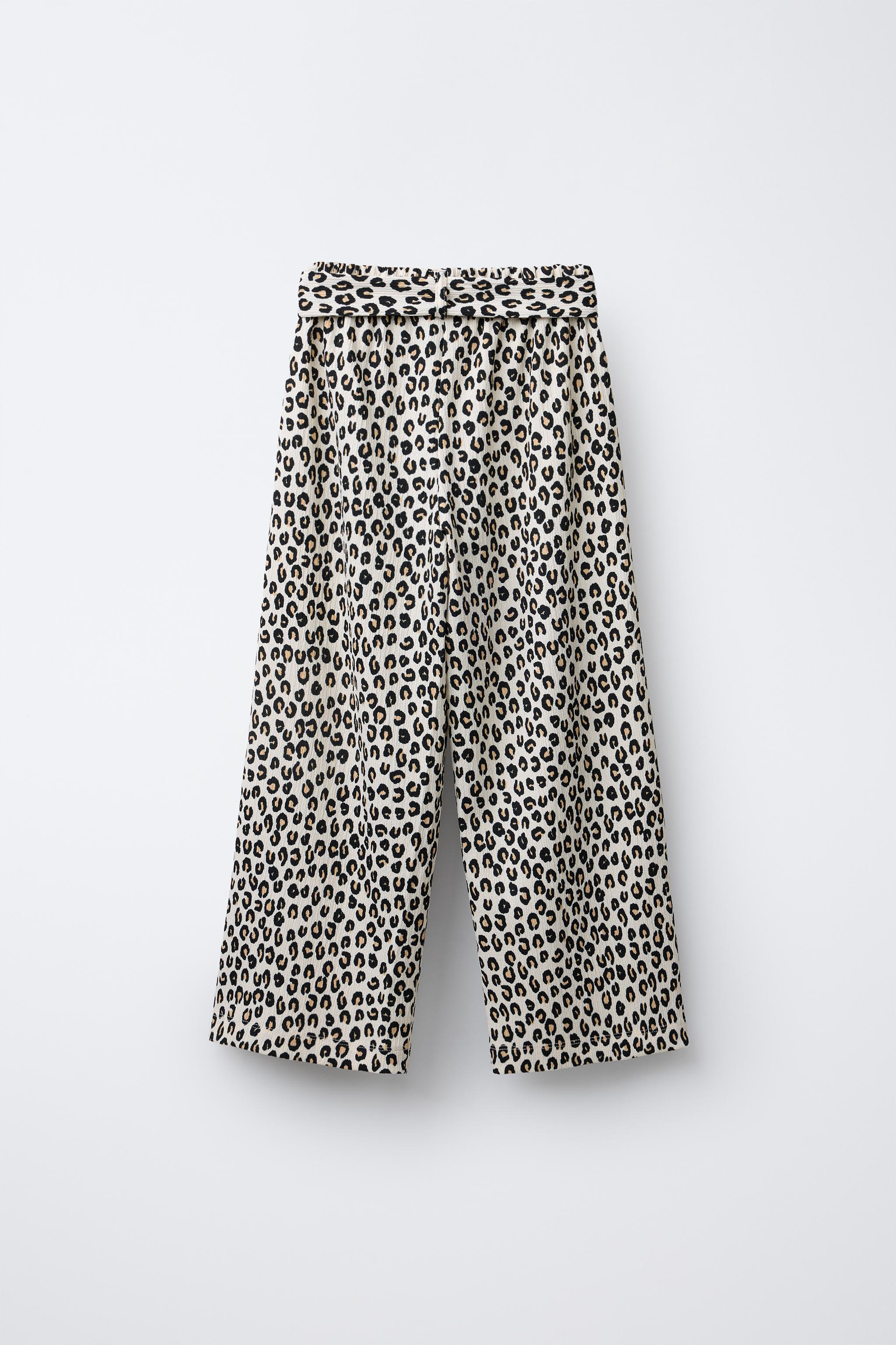 ANIMAL PRINT TEXTURED WIDE LEG PANTS Leopard ZARA United States
