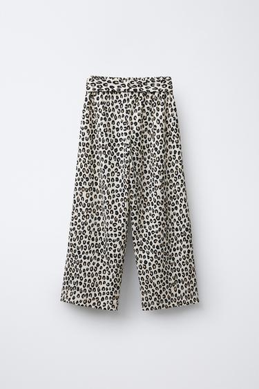 ANIMAL PRINT TEXTURED TROUSERS WITH BELT - Leopard by Zara - Image 1