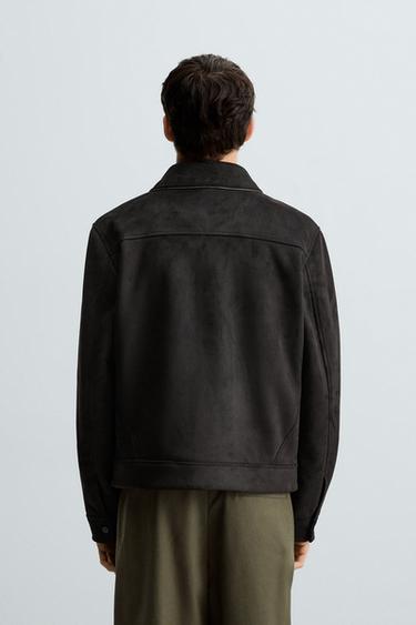 VESTE EFFET DAIM REGULAR FIT - Noir de Zara - Image 2