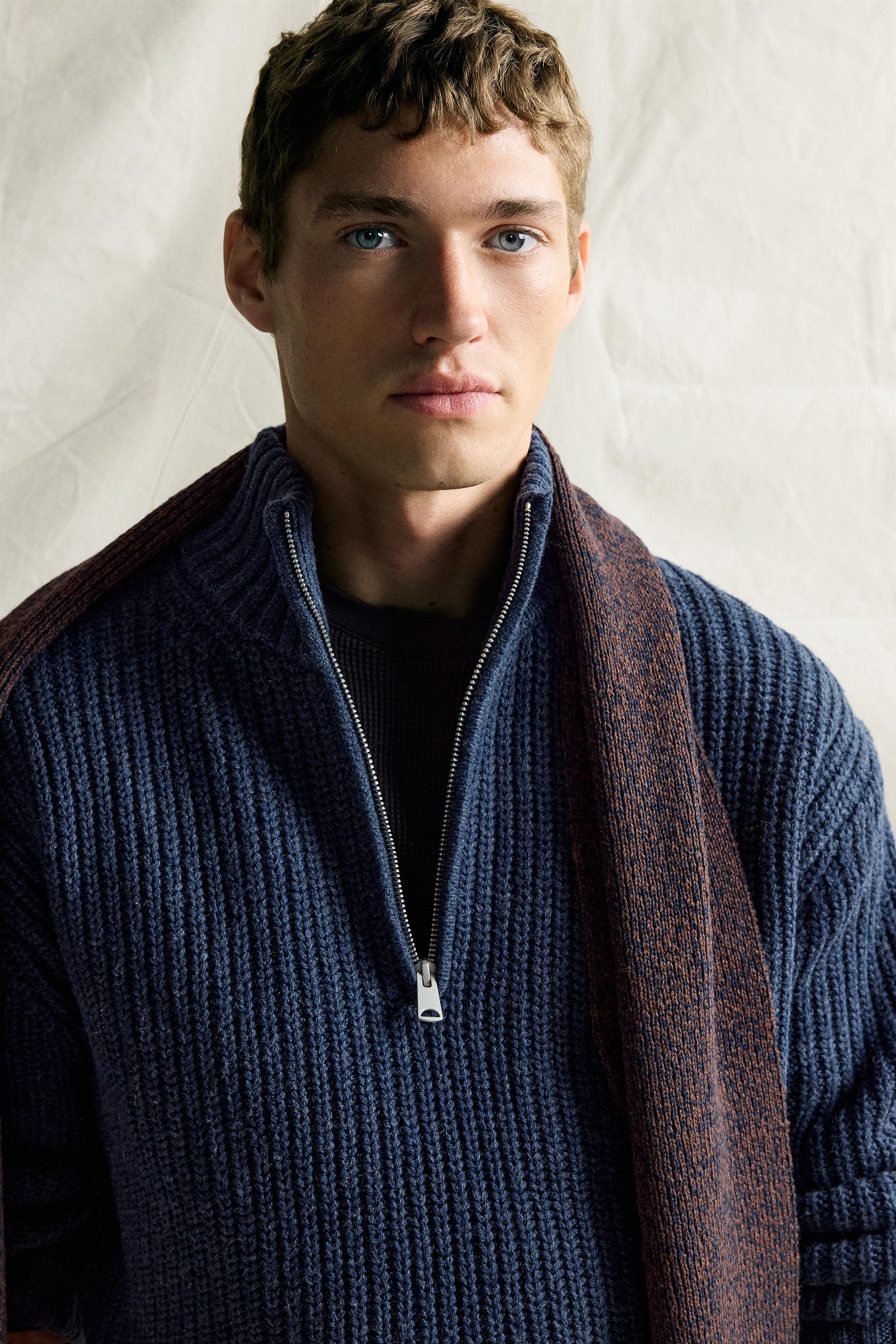COTTON-WOOL QUARTER-ZIP SWEATER