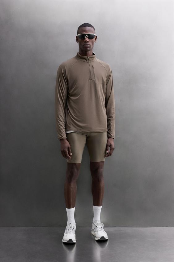 TECHNICAL QUARTER-ZIP T-SHIRT - Brown by Zara - Image 0