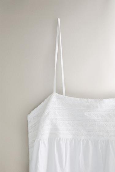 CHEMISE DE NUIT COTON DENTELLE - Blanc de Zara - Image 2