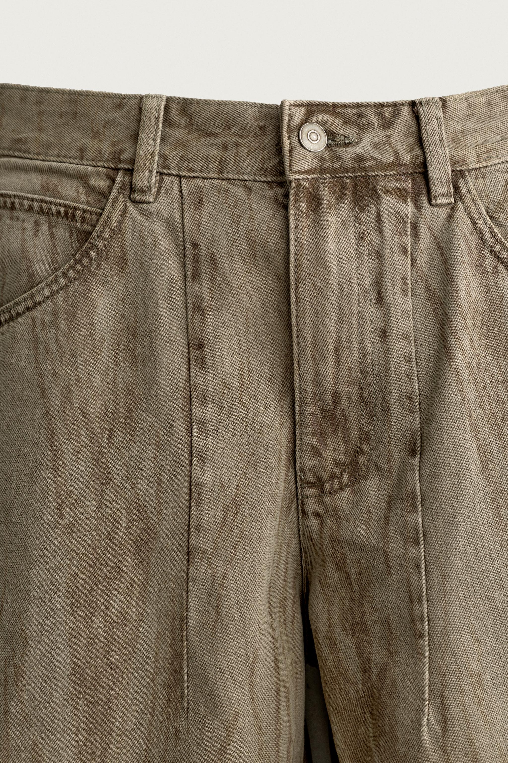 WASHED PRINT DENIM JORTS