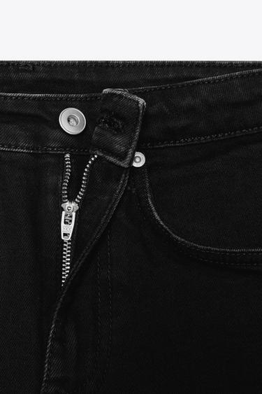 Zara FLARED CROPPED HIGH WAIST TRF JEANS - Black