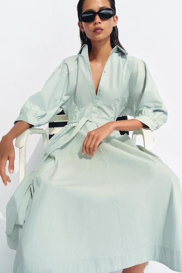 ZW COLLECTION SHIRT DRESS - Faded blue by Zara