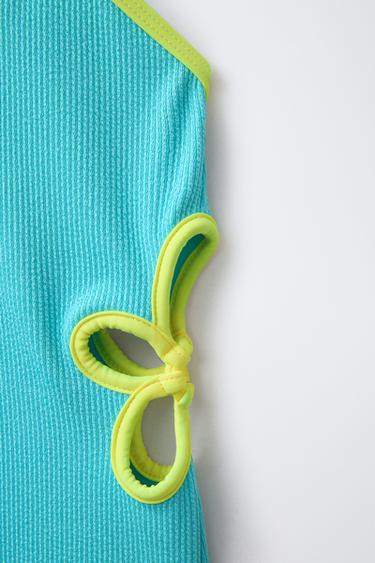 AGES 6-14/ STRUCTURED CUT-OUT SWIMSUIT - Turquoise by Zara - Image 2