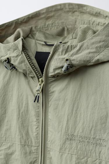 WATER-REPELLENT HOODED RAINCOAT - Greenish by Zara - Image 3