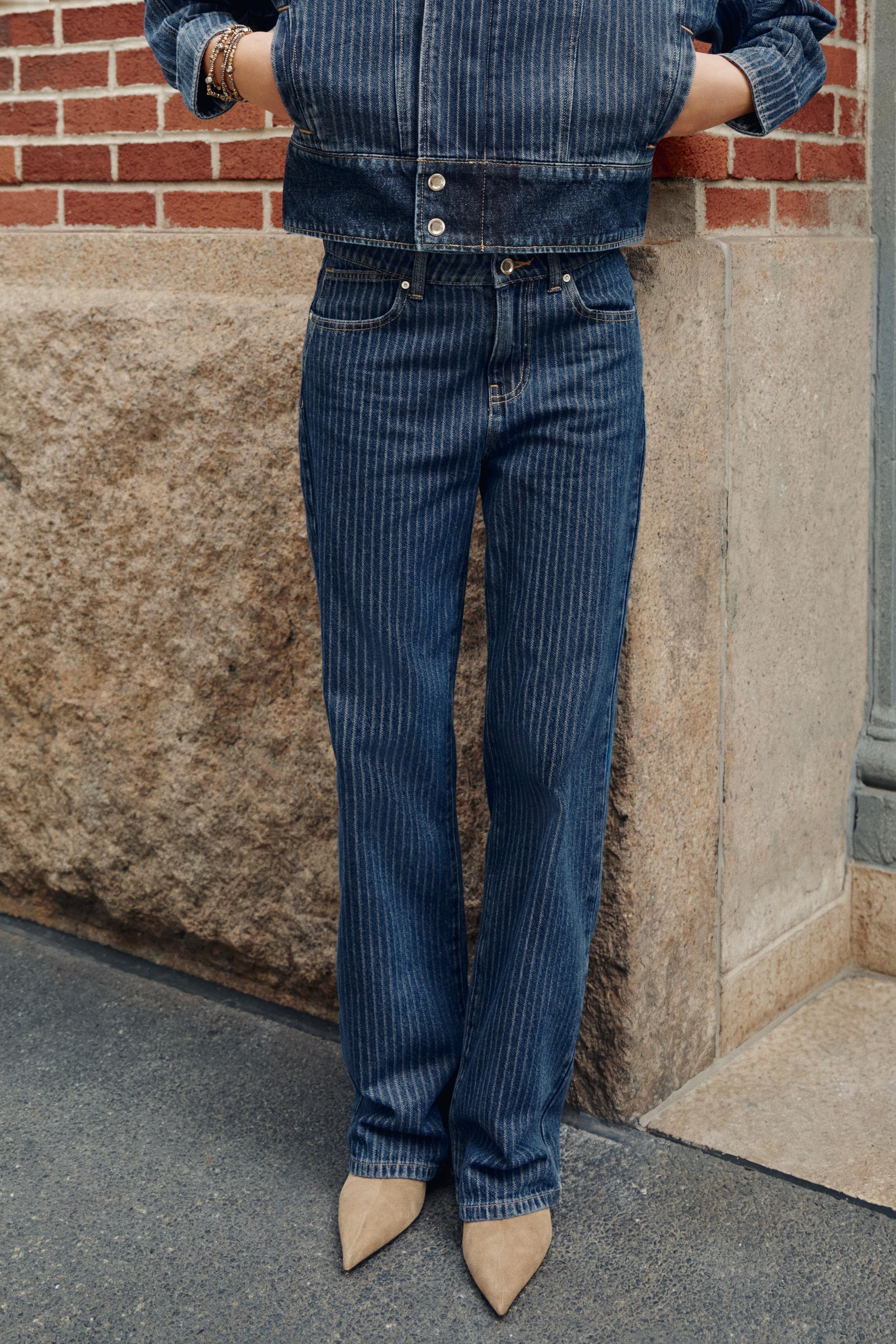 Zara Z1975 ÇİZGİLİ STRAIGHT DÜŞÜK BEL JEAN görsel 2