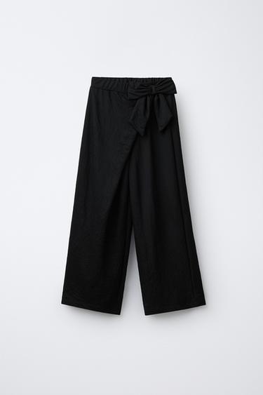 WIDE-LEG TROUSERS WITH BOW - Black by Zara