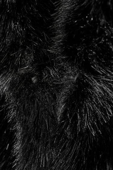 MANTEAU COURT EFFET FOURRURE COL REVERS - Noir de Zara - Image 9