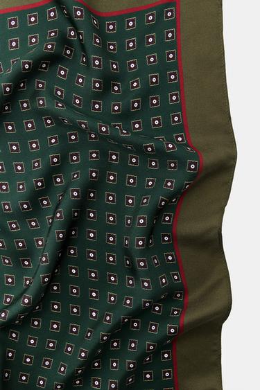 100% SILK PRINTED SCARF - Green by Zara - Image 3