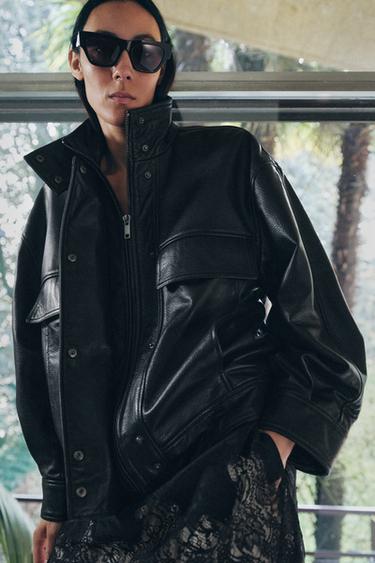 LEDERJACKE MIT TASCHEN ZW COLLECTION LIMITED EDITION - Schwarz von Zara