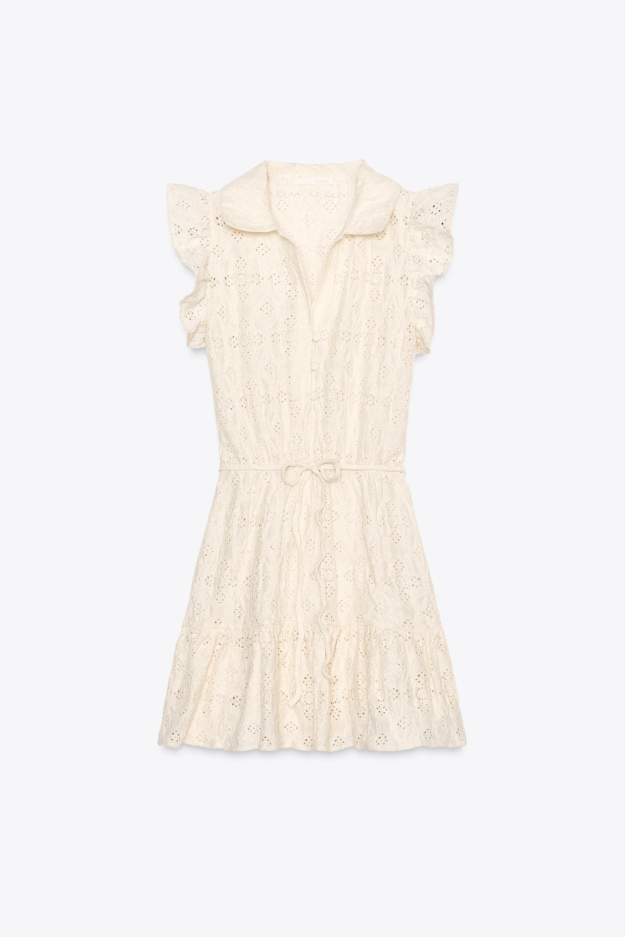 ZARA ベルト付き刺繍ワンピース 0085/158 ベルト付き刺繍ワンピース - エクリュ | ZARA Japan / 日本