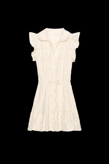 KLEID MIT STICKEREI UND GÜRTEL - Cremefarben von Zara - Bild 0