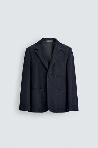 POCKET WOOL BLEND BLAZER - Navy blue by Zara