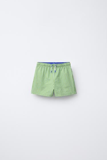1-6 YEARS/ SEERSUCKER SWIM SHORTS - Green by Zara - Image 0