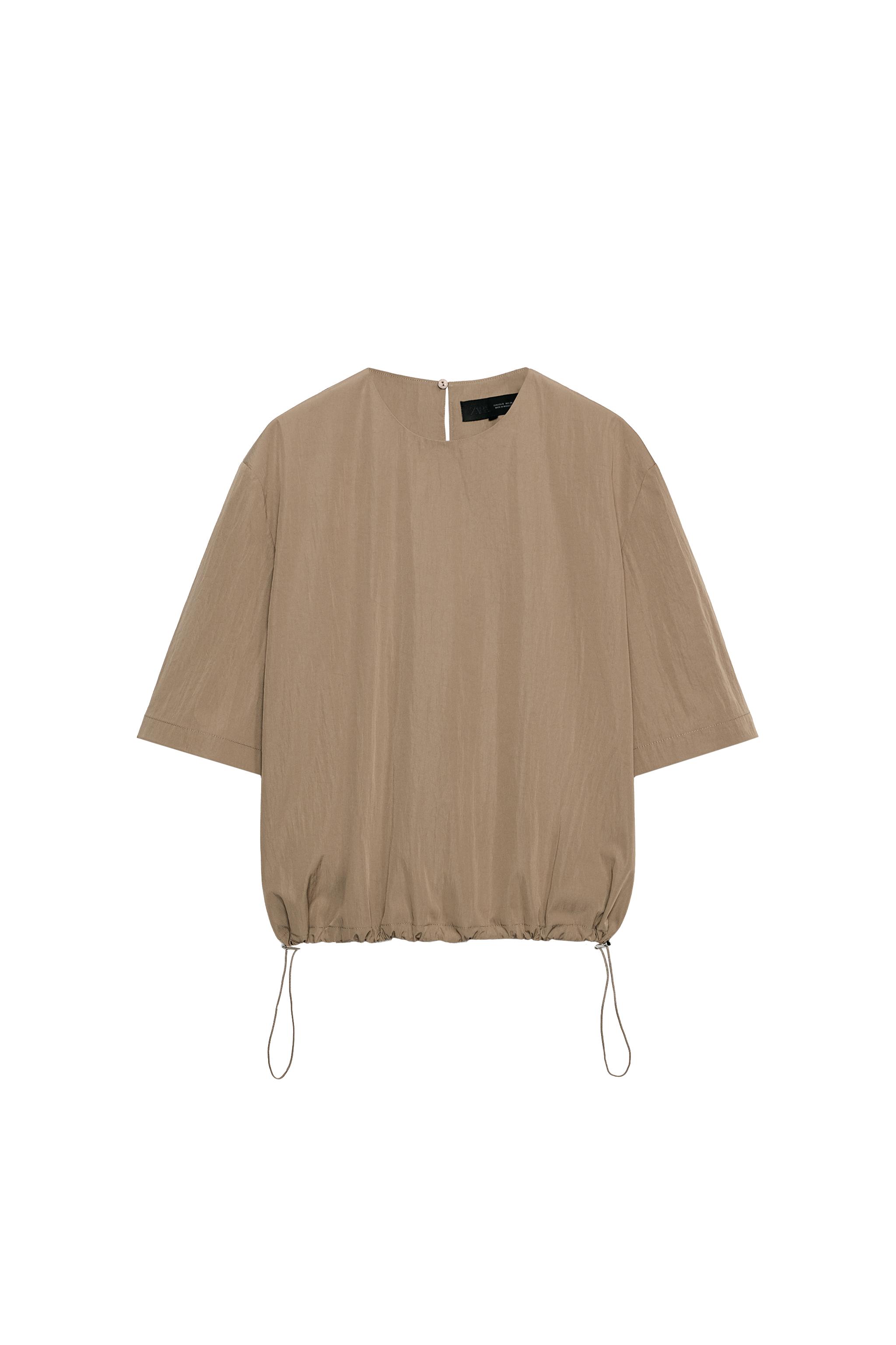 sayu0807 ZW COLLECTION NYLON TOP - Brown / Taupe | ZARA Singapore