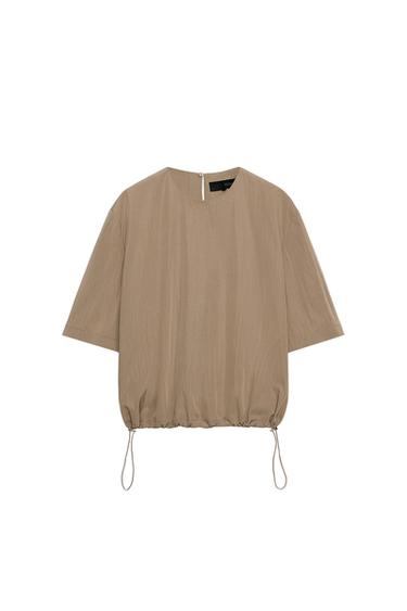 ZW COLLECTION NYLON TOP - Brown / Taupe by Zara