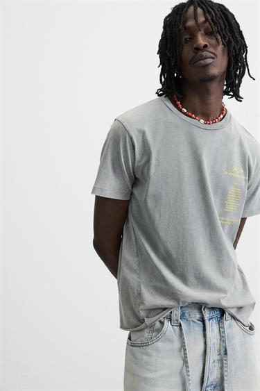 CONTRAST PRINT T-SHIRT - Light grey by Zara - Image 4