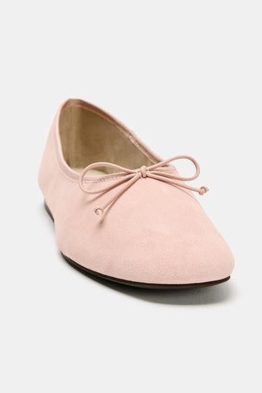 BALLERINES EN DAIM AVEC NŒUD - Rose de Zara - Image 3